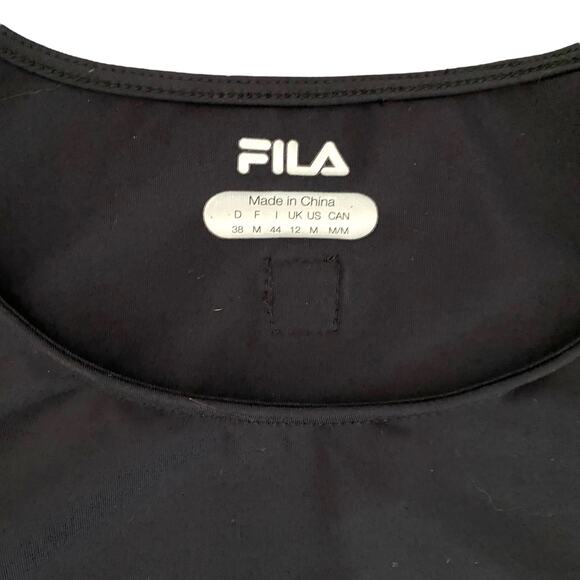 NWT Fila Activewear One Peplum Tank Top Sz M Black Fitted Stretchy 30+ UV Pro - Picture 3 of 12